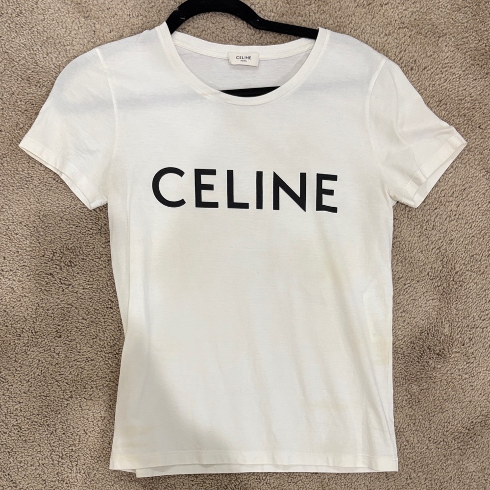 Celine Logo White Short Sleeve Tee